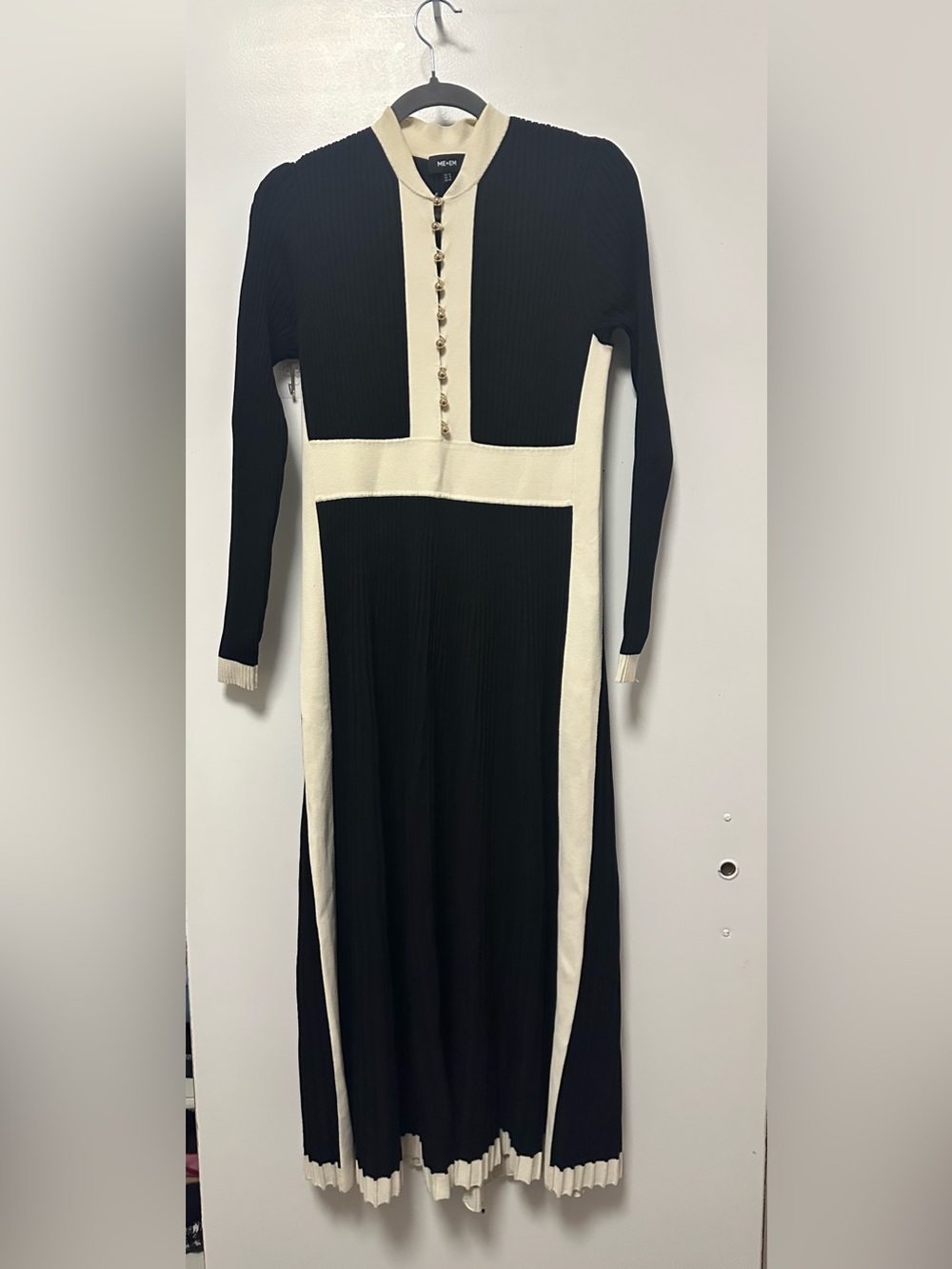 Me+EM Black & Cream midi Rib-Knit Dress